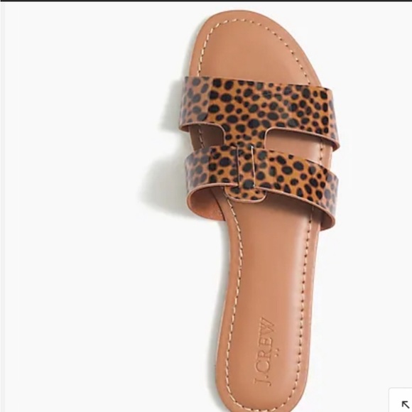 J.Crew Calf Hair Beachside Slide Sandals Leopard, Size 8 - Picture 3 of 9